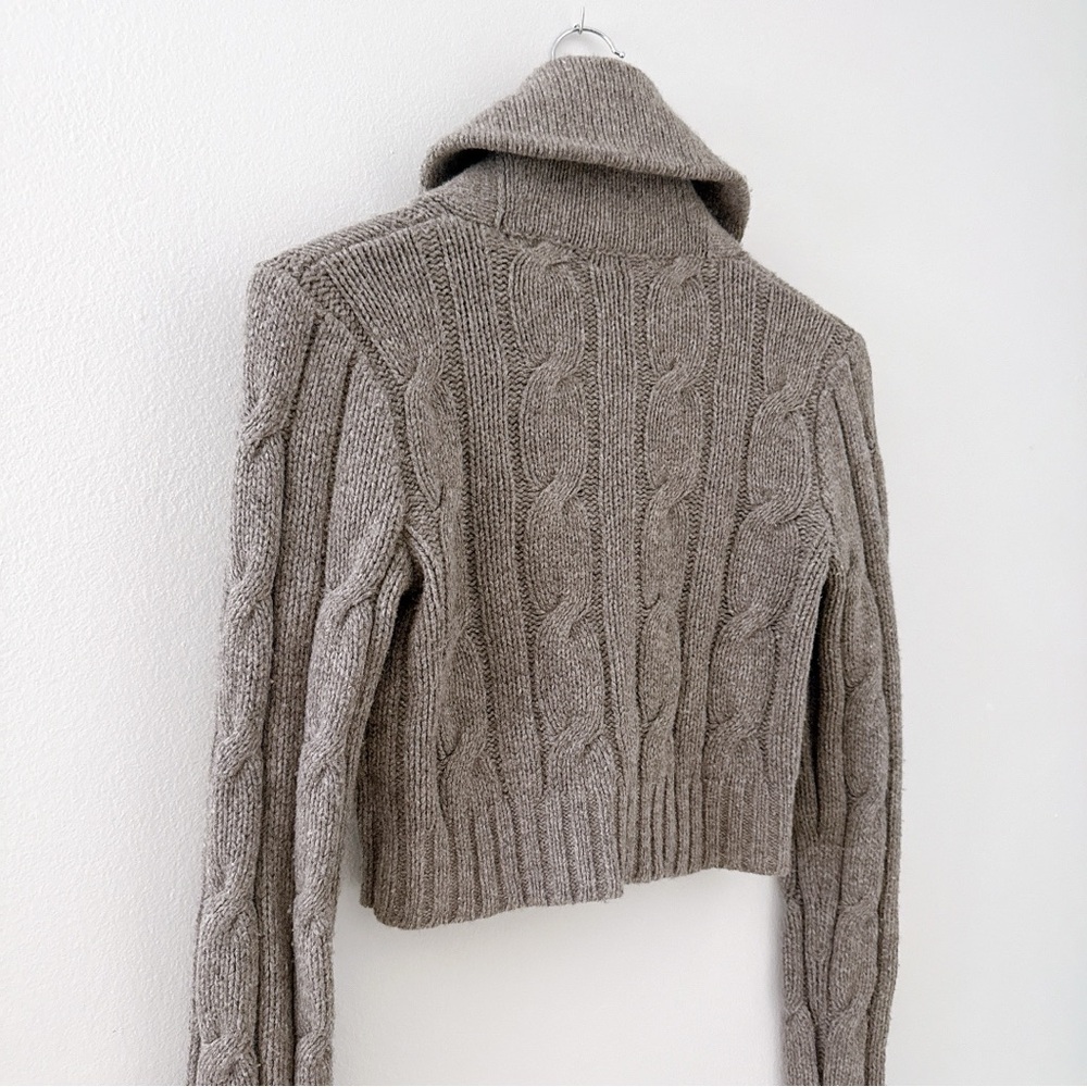 Ralph Lauren Rugby Cropped Cardigan Cashmere Lambswool Blend Preppy Cable Medium - Picture 7 of 13